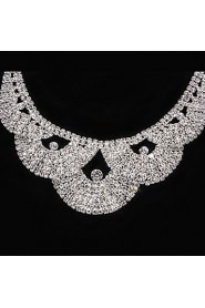 Women's Wedding Jewelry Set 2 Pairs of Earrings Stud One Crystal Necklace