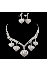 Wedding Bridal Bridesmaid Crystal Necklace Earrings Jewelry Set