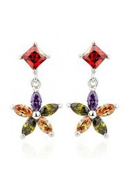 Brass With Cubic Zirconia Drop Earrings (More Colors)