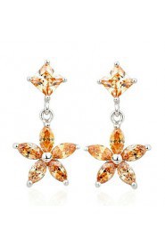 Brass With Cubic Zirconia Drop Earrings (More Colors)