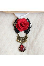 High Grade Fabric Retro Red Rose Brooch