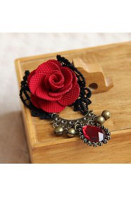 High Grade Fabric Retro Red Rose Brooch