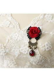 High Grade Fabric Retro Red Rose Brooch