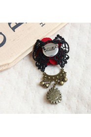 High Grade Fabric Retro Red Rose Brooch