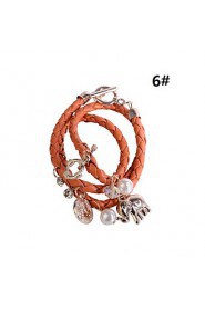 Circular PU Woven Alloy Bracelet