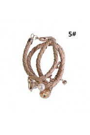 Circular PU Woven Alloy Bracelet