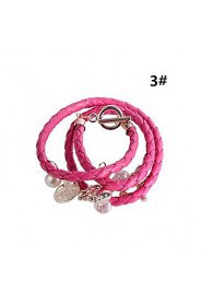 Circular PU Woven Alloy Bracelet