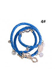 Circular PU Woven Alloy Bracelet