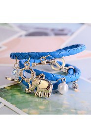 Circular PU Woven Alloy Bracelet