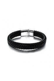 Classic Men's Personality Black Alloy Leather Bracelet(1 Pc)