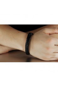 Classic Men's Personality Black Alloy Leather Bracelet(1 Pc)