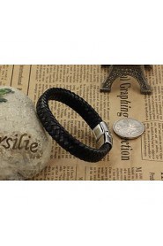 Classic Men's Personality Black Alloy Leather Bracelet(1 Pc)