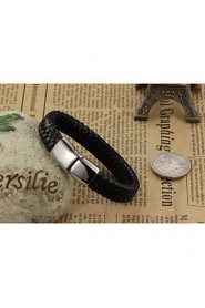 Classic Men's Personality Black Alloy Leather Bracelet(1 Pc)