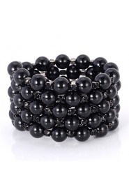 Women's High Quality Synthetic European Pearl Beads Cool Bangle Bracelet Austrian Rhinestone Jewelry Gift for Girl