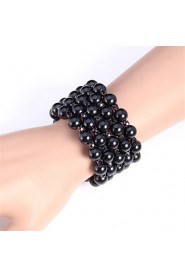 Women's High Quality Synthetic European Pearl Beads Cool Bangle Bracelet Austrian Rhinestone Jewelry Gift for Girl