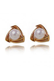 Elegant Alloy Pearl Irregular Stud Earrings