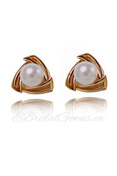 Elegant Alloy Pearl Irregular Stud Earrings