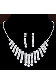 European Style Fashion Shiny Rhinestone Bridal Necklace Earring Set