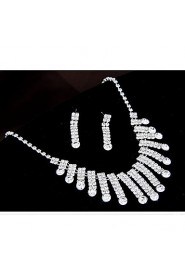 European Style Fashion Shiny Rhinestone Bridal Necklace Earring Set