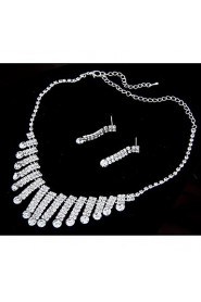 European Style Fashion Shiny Rhinestone Bridal Necklace Earring Set