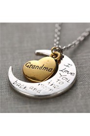 Fashion Alloy Heart and Moon Grandma I Love You to the Moon and Back Necklace