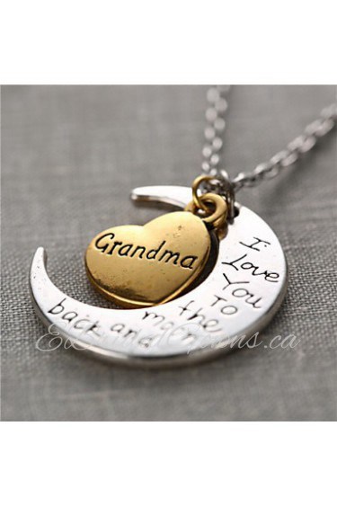 Fashion Alloy Heart and Moon Grandma I Love You to the Moon and Back Necklace