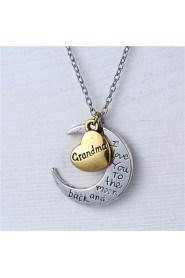 Fashion Alloy Heart and Moon Grandma I Love You to the Moon and Back Necklace