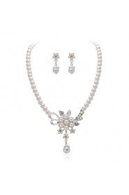 Gorgeous Clear Crystals With Imitation Pearls Wedding Jewelry Set,Including Necklace,Earrings And Tiara