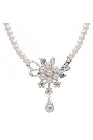 Gorgeous Clear Crystals With Imitation Pearls Wedding Jewelry Set,Including Necklace,Earrings And Tiara