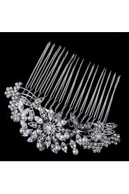 Flashion Charming Wedding Party USA Bride Flower Austria Crystal Pearls Handmake Silver Combs Hair Accessories