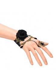 Vintage Black Rose Drip Pearl Bracelet With Ring