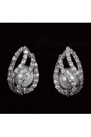 Stud Earrings Women's Platinum Earring Cubic Zirconia