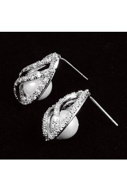 Stud Earrings Women's Platinum Earring Cubic Zirconia