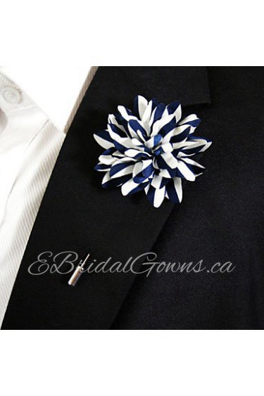 Men's Casual Blue And White Silk Goods Brooch