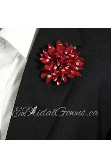 Men's Casual Red And White Dots Silk Goods Brooch