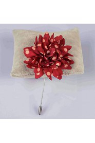 Men's Casual Red And White Dots Silk Goods Brooch