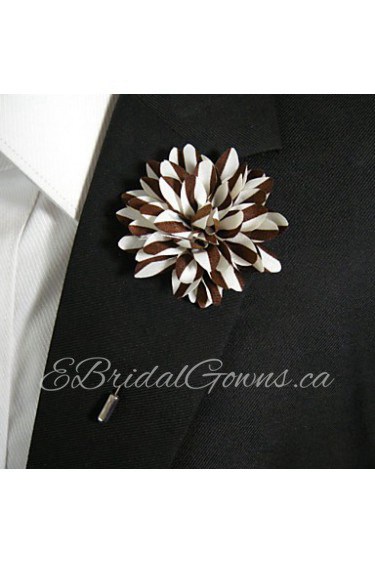 Men's Casual Brown And White Silk Goods Brooch