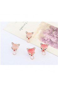 New Fashion Women White Rhinestone Little Fox Stud Earrings Women Pink Beige Opal Stone Animal Earrings