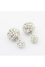 4 Colors Hot Fashion Brand Crystal Jewelry Double Beads Full Rhinestone Imitation Pearl Studs Earrings