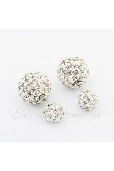 4 Colors Hot Fashion Brand Crystal Jewelry Double Beads Full Rhinestone Imitation Pearl Studs Earrings