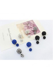 4 Colors Hot Fashion Brand Crystal Jewelry Double Beads Full Rhinestone Imitation Pearl Studs Earrings