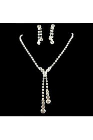 Wedding Bridal Bridesmaid Crystal Necklace Earrings Jewelry Set