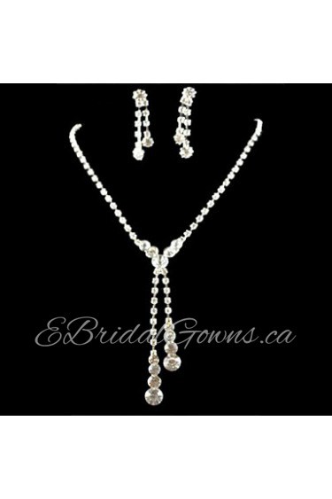 Wedding Bridal Bridesmaid Crystal Necklace Earrings Jewelry Set