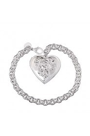 Siver Plated Heart Pattern Copper Chain Bracelet