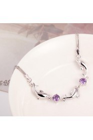 Women's Dolphins Amethyst Sterling Silver Chain Bracelet