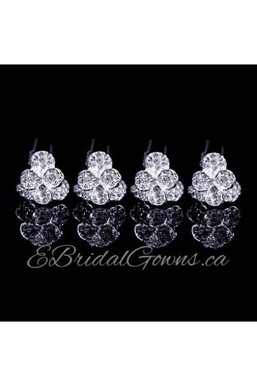 Alloy Hairpins With Rhinestone Wedding/Party Headpiece(Set of 4)