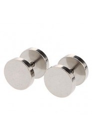 10 mm Round Stainless Steel Stud Earrings(Silver)