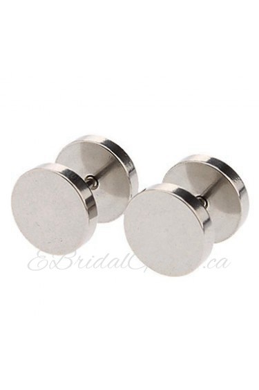 10 mm Round Stainless Steel Stud Earrings(Silver)