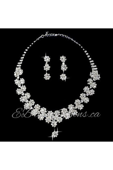 Beautiful Rhinestone Little Flower Ladies' Jewelry Set (45 cm)