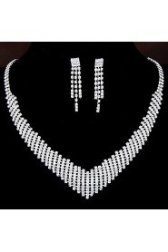 European Style Fashion Shiny Rhinestone Necklace Earring Set Bridal Set